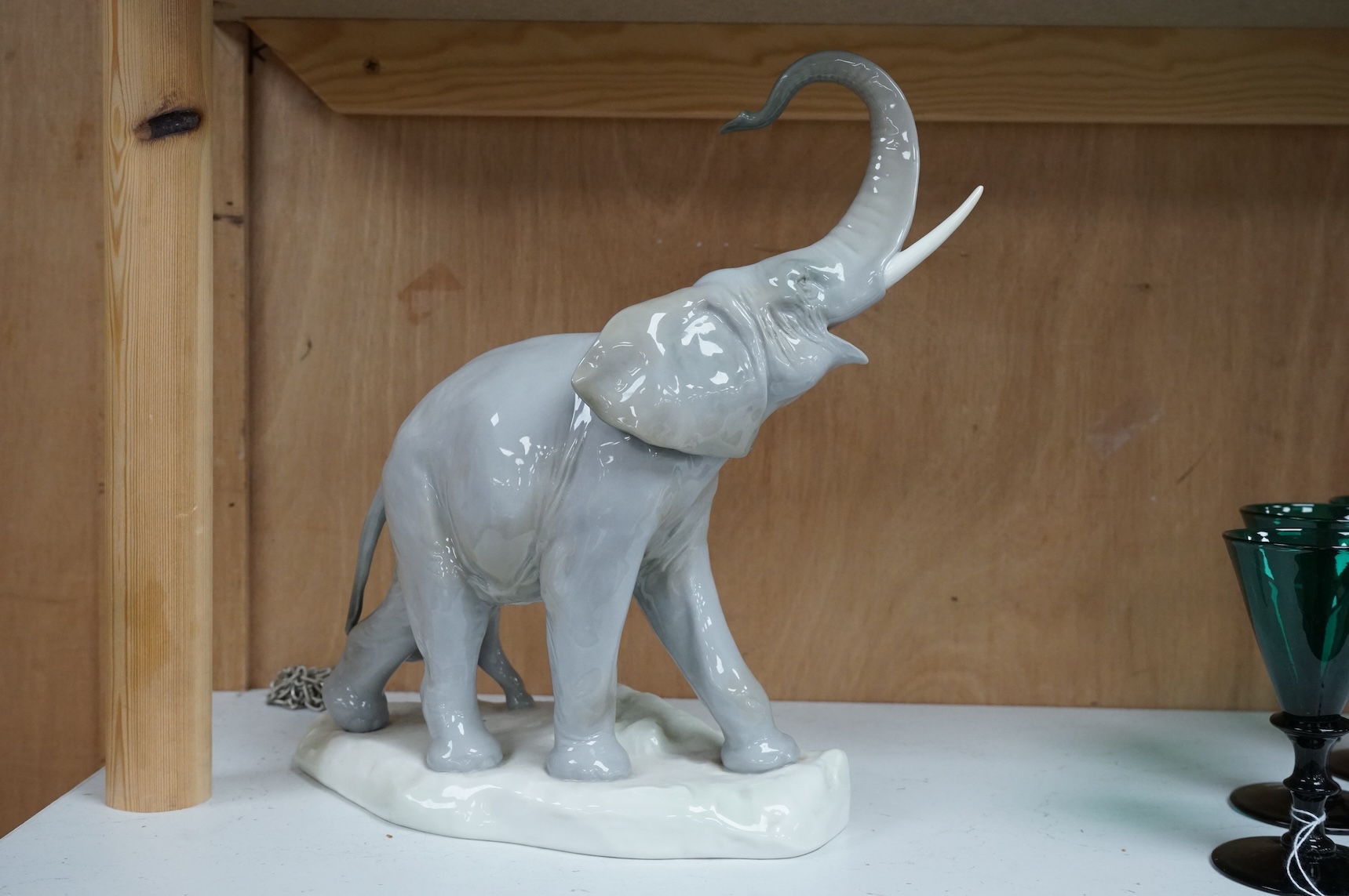 A Lladro elephant and calf figure group, 30cm high